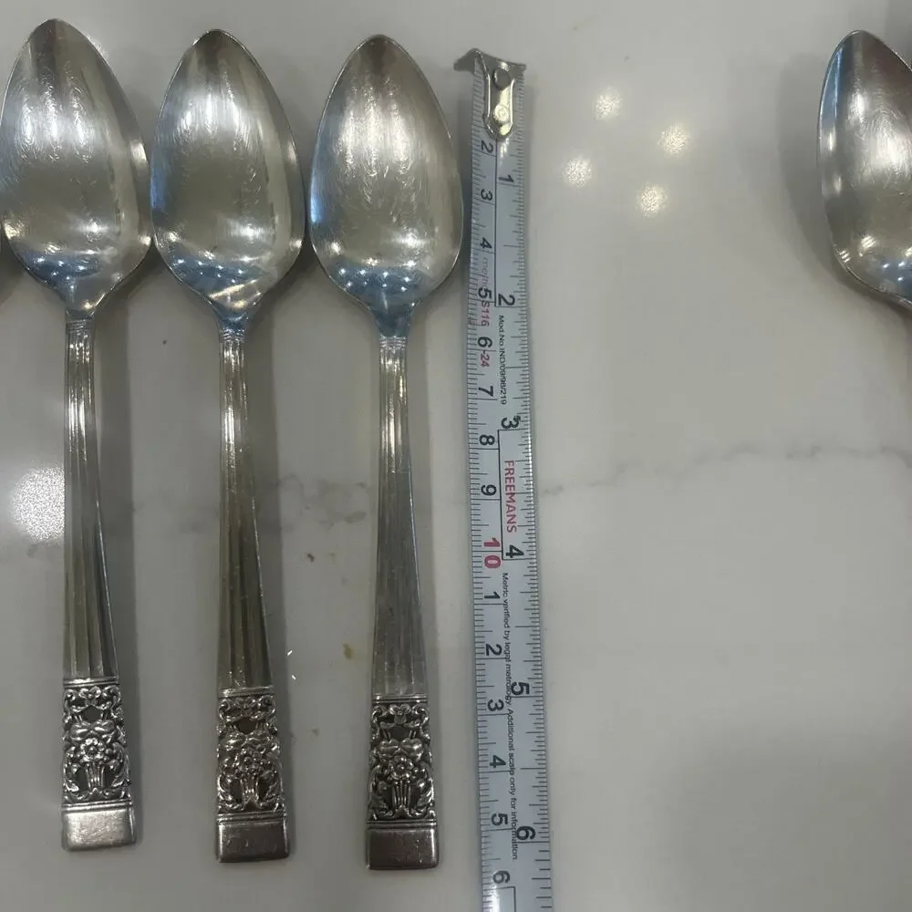 Vtg‎ Set Of 4 Oneida Community CORONATION 6” Spoons Silverplate 1936 Silverware